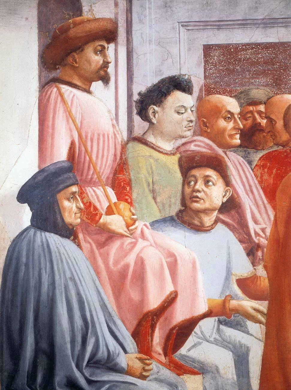 Cappella Brancacci Resurrezione del figlio di Teofilo e San Pietro in cattedra - dettaglio, Santa Maria del Carmine, Firenze